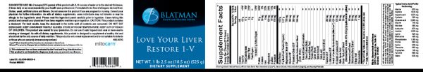 Love Your Liver Restore 1-V product label